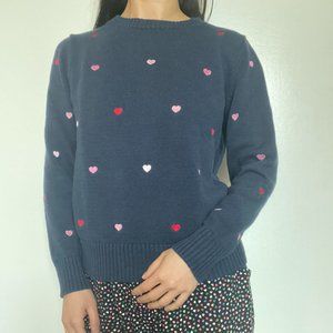 Kiel James Patrick Navy Heart Embroidered Sweater (size small)